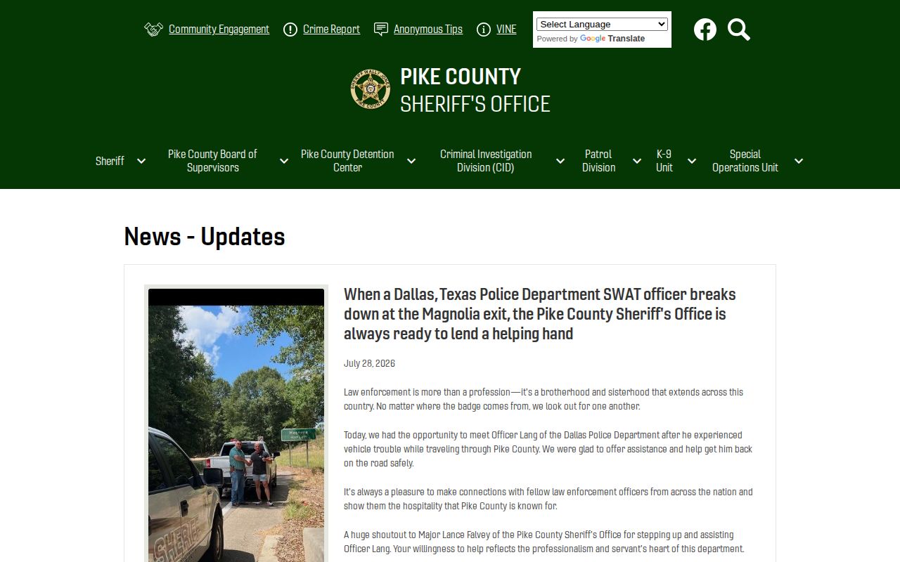 Pike County Sheriff official Crime Report archive