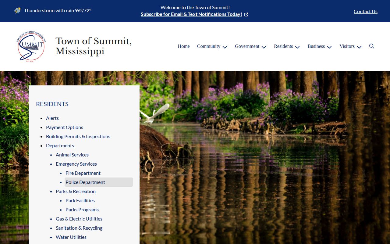 Town of Summit Police Department official contact page for Summit arrest records